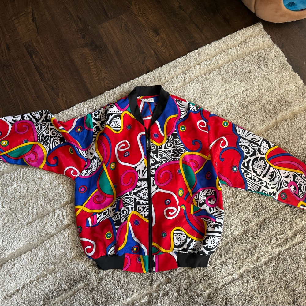 Vintage spring jacket red blues white ect. Size med